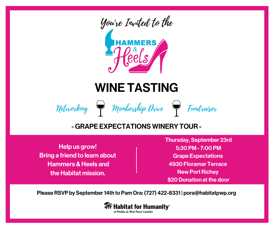 Sip, sip, hooray! Wine tasting to benefit Hammers and Heels Habitat group